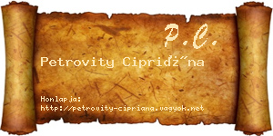 Petrovity Cipriána névjegykártya